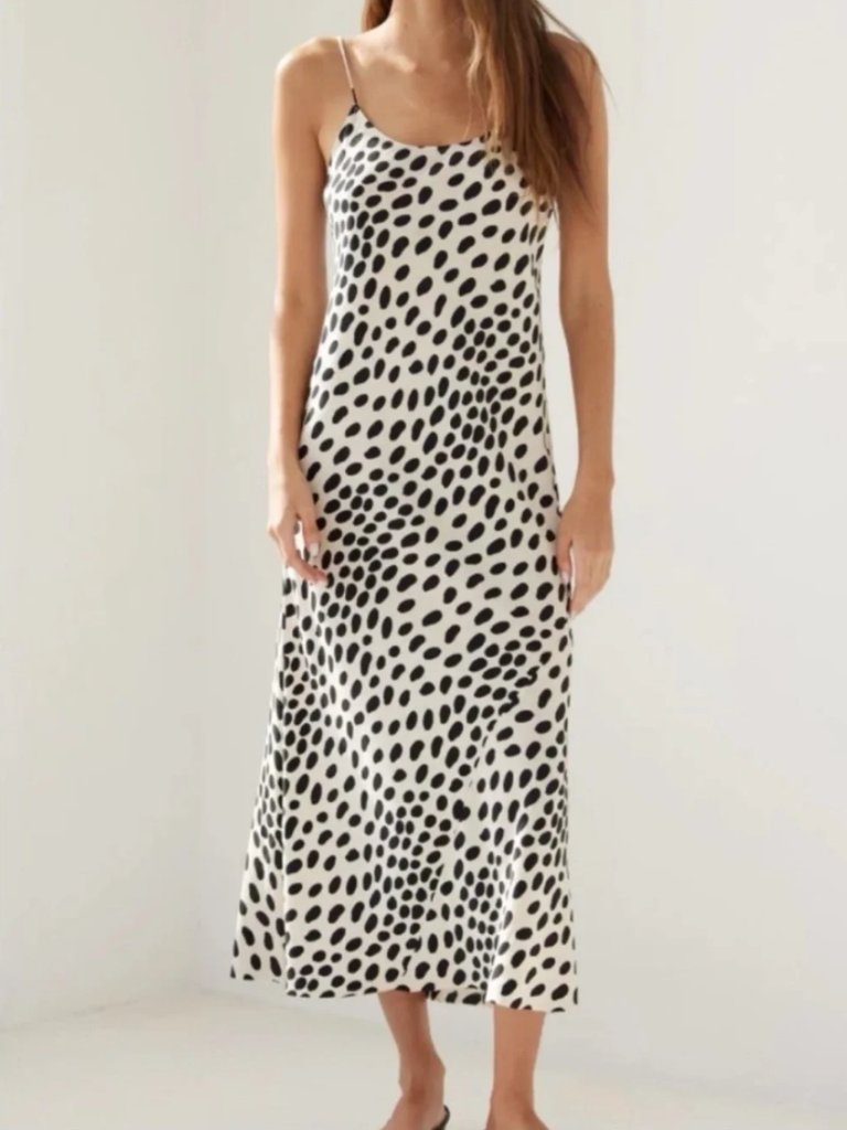 Ayr Dalmatian Print Slip Midi Dress Black White | Like New | Size M